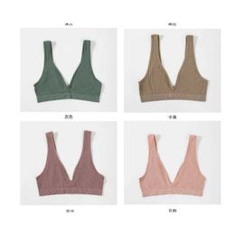 Maternity Intimates Breakfeeding Bra Maternal Clothing Sleep NursingDeep V Cotton Feeding Bra Suitable for Allaitement Pregnant Women d240516