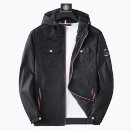 2024SS Designer Moncleir Jacket New Spring Jacket Hooded Black Jacket Zipper Embroidered Windproof Jacket Sports Casual Draped Fabric M-3xl