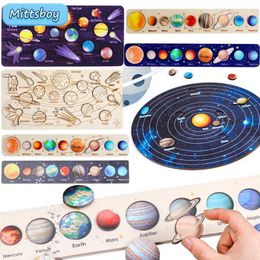 en Montessori teaching aids scientific cognitive puzzle universe solar system eight planets matching educational toys S516