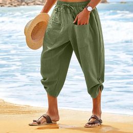 Men's Pants Cotton And Linen Zoucloth Beach Drawstring Elastic Waist Comfortable Breathable Casual Holiday Baggy Shorts For Men