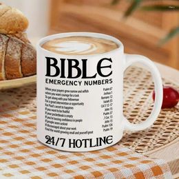 Mugs 11oz Bible Emergency Numbers Coffee Mug Ceramic Cups Christian Water Summer Winter Drinkware Birthday Gifts