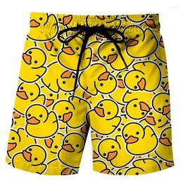 Men's Shorts Funny Duck Graphic Beach For Men 3D Print Animal Board Sports Gym Swim Trunks Swimsuit Homme Cool Ice Pants