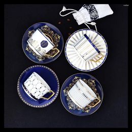 Mugs Luxury Elegant Golden Top Grade Bone China Coffee Cup European Tea Set Saucer Afternoon Drinkware Plate For Fruit