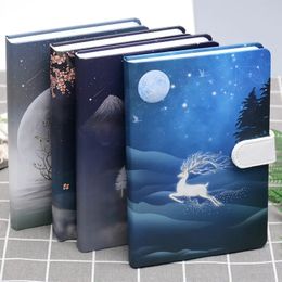 224 Page Cute Deer Notebook Magnetic Buckle Color Student Manual Ledger Notepad Diary Book 240510