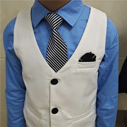 Wedding For Boys Children White Black Jacket Vest Pants Bowtie 4P Photograph Suit Gentleman Kids Birthday Ceremony Costume