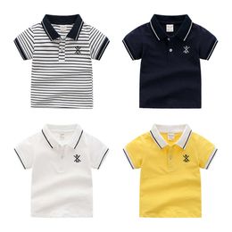 Summer Solid Color Boys Shirts Cotton Kids Polo T-shirts Tops Tops Tees Quote per bambini Abiti per bambini L2405