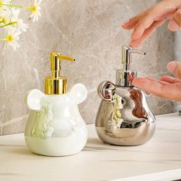 Liquid Soap Dispenser Bear Shaped Ceramic Lotion Bottle Cartoon Household Press Bathroom Hand Sanitizer