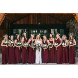 Dresses Variable Wearing New Bridesmaid Ways Top Quality A-Line Sleeveless Wine Red Dusty Blue Navy Maid Of Honor Gowns Wedding Guest Wears Cps2000 0515