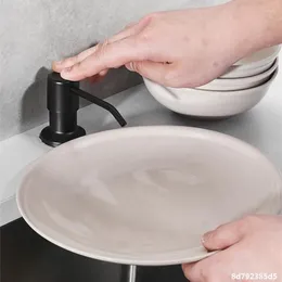 Liquid Soap Dispenser Black Kitchen Sink Detergent Bottle Large Capacity Washing Basin Pressing Utensil