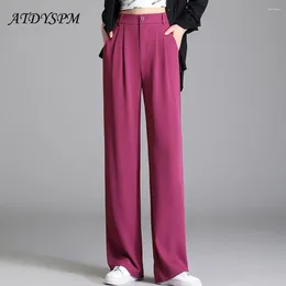 Women's Pants Office Lady Summer All-match Wide Leg For Women Oversize 5XL High Waist Elastic Korean Fashion Straight Suit Trousers
