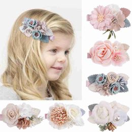 Hair Accessories 1or2or3pcs Spring Style Pink Blue Green White Baby Cute Girl Flower New Design Hair Handmade Party Birthday Party WX