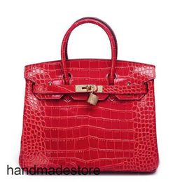 Women's Genuine Leather Platinum Bag Bags Crocodile Pattern Bag Cow Leather Handbag Red Bride One Shoulder Crossbody Bag 4R8C