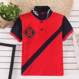 Jungen Sommer Tops Kurzarm Polo-Shirt 2-12Year Kinder Baumwoll T-Shirts Patchwork Kleidung Kinder Nr. 8 Motion Casual Tee L2405