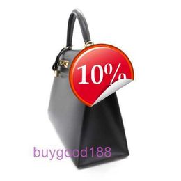 Top Ladies Designer eKolry Bag 32 Black 2way Handbag Box leather Black Used Women D