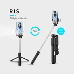 Selfie Monopods Mobile selfie stick mini tripod Bluetooth remote wireless selfie stick mobile phone holder with beauty fill light G240529