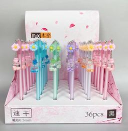 Pcs/lot Kawaii Daisy Pendant Gel Pen Cute 0.5mm Black Ink Signature Pens Promotional Gift Stationery School Supplies
