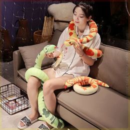 Simulation Cartoon Python Plush Toys Long Pillow Stuffed Animal Realitisc Snake Giant Boa Halloween Decor Kids Boys Funny Gifts