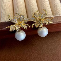 Dangle Earrings UILZ Korean Temperament Luxury Pearl For Women Fashion Flower Design Earring Engagement Wedding Jewelry