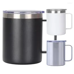 Mugs Stainless Steel Vacuum InsulatedCup With Lid Handle Double Wall Powder Coated SpillProof Travel Mug Thermal Cup For Home Outdoor