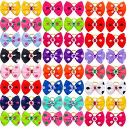 Dog Apparel 60pcs Pet Bows Hair For Puppy Yorkshirk Small Dogs Accessories Grooming Rubber Bands Supplies