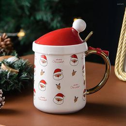 Mugs Funny Christmas Ceramic Coffee With Hat Lid And Spoon Handcrafted Novelty Cups Unique Gift For Friends