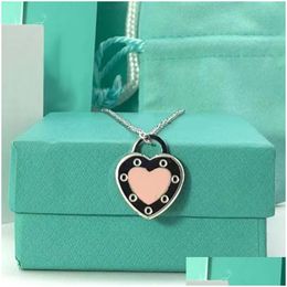 Pendant Necklaces 19Mm Heart Necklace Womens Stainless Steel Love Blue Pink Green Red Couple Jewellery Valentine Day Christmas Gift Girl Dhspy