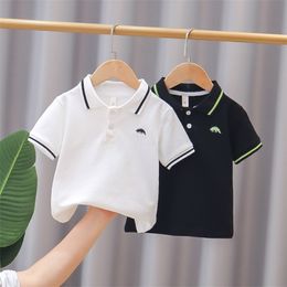 Summer Children POLO T-shirt for Boy Embroidery Dinosaur Boys T Shirt Kids Tops Tees Kids Clothes 2-12T 240515