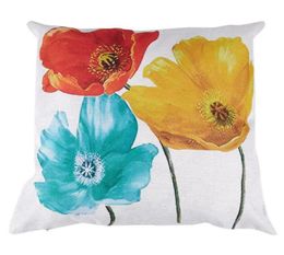 Pillow Case Flax Square Decorative Throw Cushion Cover Enchanting Beautiful Tricolor Red Yellow Blue Py Flowers Gift Annivers8343406