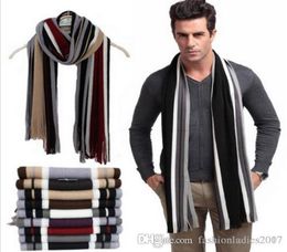 Winter designer scarf men striped cotton scarf female male brand shawl wrap knit cashmere bufandas Striped scarf with tassels S65671800