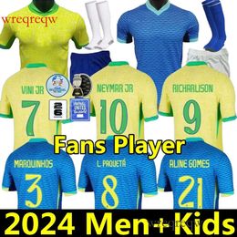 BRAZILS 2024 Copa America Cup soccer jerseys Camiseta de futbol PAQUETA RAPHINHA football shirt maillot QUINHOS VINI JR brasil RICHARLISON MEN KIDS WOMAN