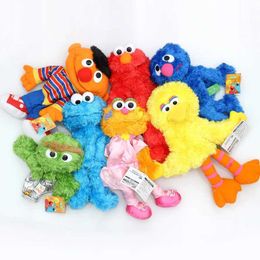 Stuffed Plush Animals Original Sesame Beaded Hand Puppet Performance Elmo Cartoon Soft Doll Birthday and New Year Gift for Children Q240515