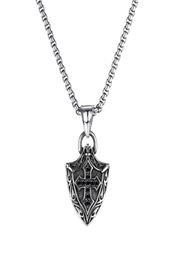 pendant necklaces Vintage versatile viking shield titanium steel necklace for men3348611