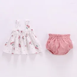 Clothing Sets 2Pcs/Set Summer Thin Born Baby Clothes For Girls Set Print Mini Dress And PP Shorts Infant Outfit 6-24Months