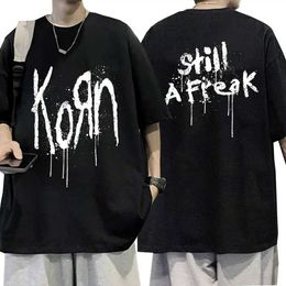 Men's T-Shirts Korn Music Concert Rock Band WORLD TOUR T Shirt Mens Vintage Metal Gothic Oversized T-shirt Strtwear Short Slve T Shirts T240515