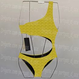 Letter Women Swimsuits Beach Bra Briefs Sexy Low Back Waist Cut off Swimwear Sporty Underwear Bikinis Summer Split Padded Bathing Suit Lady Swimsuits