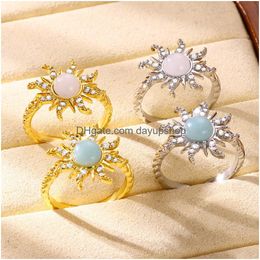 Toe Rings Sunflower Sun Star For Women Fashion Gold Color Zircon Stone Adjustable Ring Couple Wedding Geometry Anillos Jewelry Drop De Ot7Kb