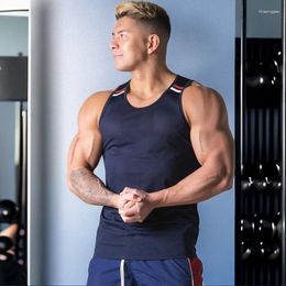 Men's Tank Tops Muscleguys Fitness Workout Sleeveless Bodybuilding Top Summer Mesh Knitted Quick-Dry T-shirt Gym Vest Men Jersey Sweatshirt