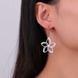 Vintage Filigree Flowers Pendant Dangle Earrings Stainless Steel Gold Plated Women Wedding Bohemian Elegant Jewelry Gifts