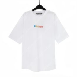 Palm 24SS Summer Rainbow Letter Printing Logo T Shirt Boyfriend Gift Loose Oversized Hip Hop Unisex Short Sleeve Lovers Style Tees Angels 2257 YEX