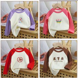 Children Shirts Long Sleeve Tops for Kids 2023 Autumn Boys Girls T-shirt Cotton Toddler Bottom Baby Outfits Clothing 1-8years L2405