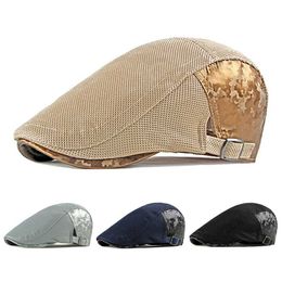 Berets Casual Spring Summer Mesh Berets Hat Women Camouflage Newsboy Caps Men Visors Cabbie Herringbone Cap Duckbill Ivy Flat Cap B240516