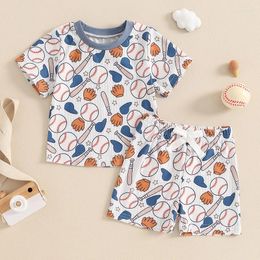 Clothing Sets Baby Boy And Girl Baseball Outfit Round Neck Short Sleeve Tops Elastic Waist Shorts Toddler 2 Piece Summer Set