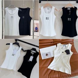 Womens Tank Top Crop Top Outwear Elastic Sports Knitted Tanks Embroidery Vest Womens S-XL