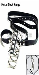 w1031 Male Leather Cock bondage penis restraint metal rings harness device belt adult sex game toy fetish products for men4917669