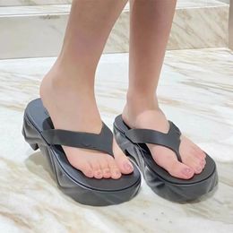 Summer New Flip-flops Thick Soles Non-slip Jelly Clamp Foot Wearing Flip-flops Beach Shoes Women Top Quality