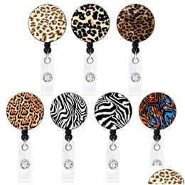 Party Favour Leopard Badge Keychain Retractable Pl Creativity Id Badges Holder With Clip Office Supplies 7 Styles Drop Delivery Home Dhy4R