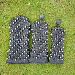 Other Golf Products Skull Rivet Golf Club Top Cover Drive Fairway Forest Mixed Blade Mall Putter Waterproof PU Protective Cover Number Label NewL2405