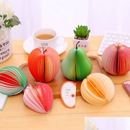 Notes Wholesale Fruit Shape Paper 50 Pages Cute Apple Lemon Pear Stberry Memo Pad Sticky Papers School Office Supply Drop Delivery B Dhlgy