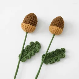 Decorative Flowers Artificial Crocheted Acorn Flower Home Wedding Birthday Party Handmade DIY Decorations Pography Props