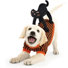 Dog Apparel Clothes For Halloween Orange Black Cat Doll Party Puppy Shirts Soft Fleece Sweater Costume Pet Supplies Christmas Coat